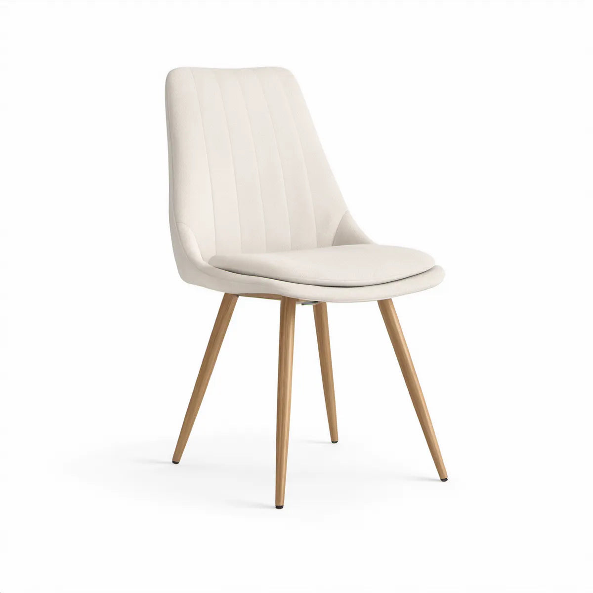 Ivory Upholstered Dining Chair with Natural Rubberwood Legs, 22 x 24 x 33 in